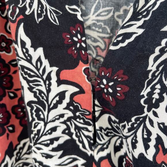 H&M Black White Coral Long Sleeved V Neck Romper Women's Size 4 - Picture 6 of 8